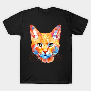 Geometric Cat No. 2: Dark Background (on a no fill background) T-Shirt